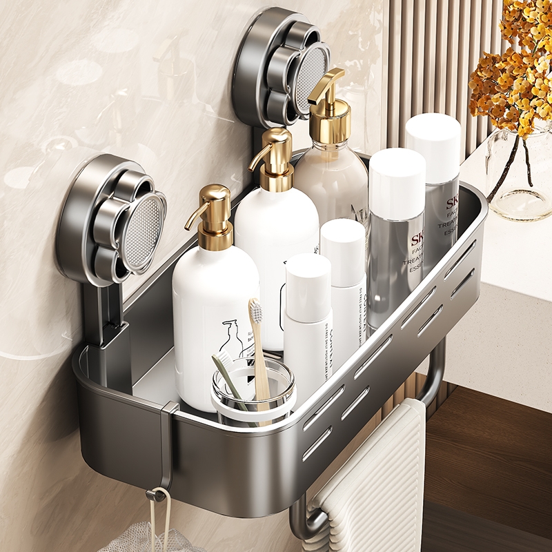 卫生间置物架免打孔浴室沐浴露枪灰收纳架淋浴房洗手间厕所阳台