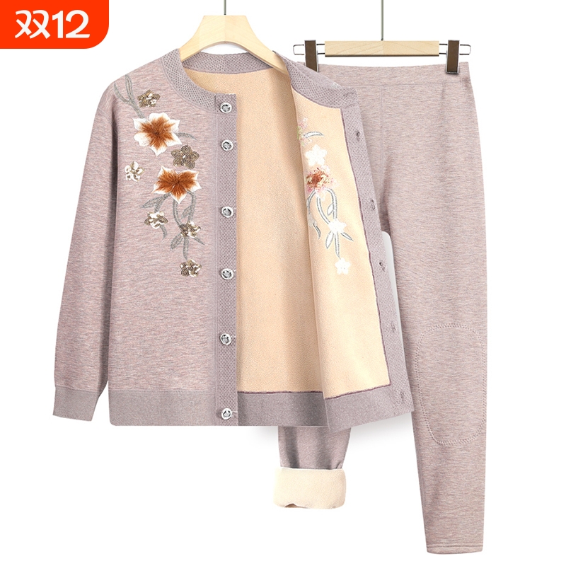 中老年妈妈秋冬套装奶奶上衣裤子