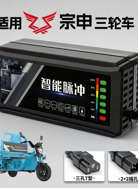 适配宗申电池电动车电瓶充电器48V12AH60V20安72铅酸石墨烯新国标