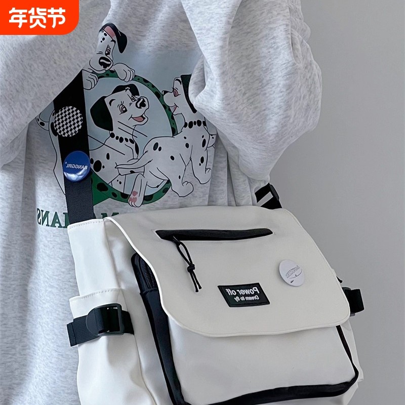 ins大学生斜挎包上课背包单肩包日系包包女邮差包男大容量新款