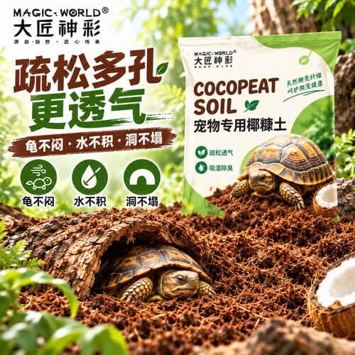 乌龟专用椰砖免泡椰土垫料材灭菌椰糠不易粘身寄居蟹爬宠垫材蜕皮