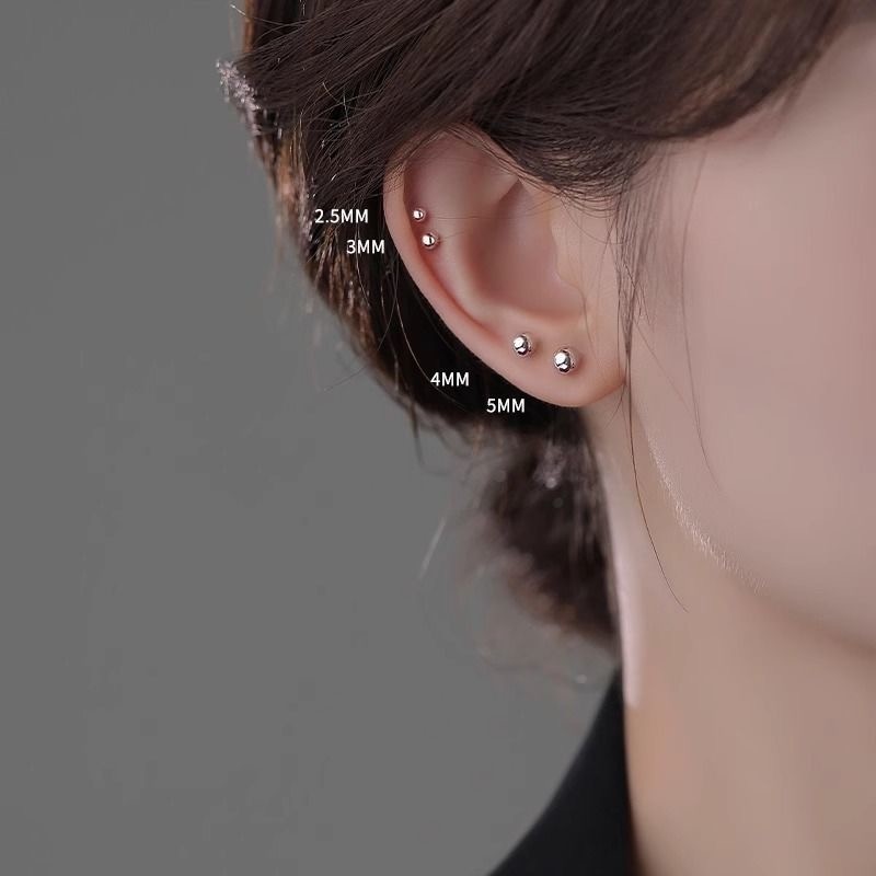 925镀银养耳洞耳钉女免摘小耳环防堵针耳骨钉高级感爆款银色耳饰