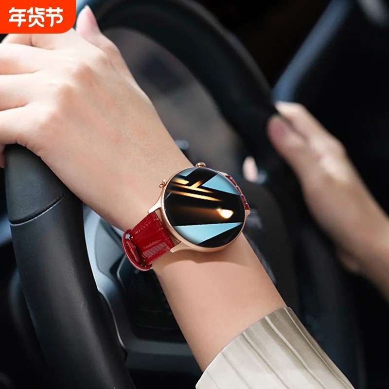 智能手表女多功能蓝牙通话运动支付防水高清电子表音乐控制腕表红色检测血氧追踪