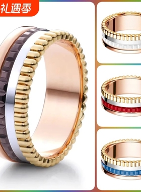 戚薇同款高级感齿轮戒指轻奢ins可转动分色陶瓷情侣款送礼物师雄