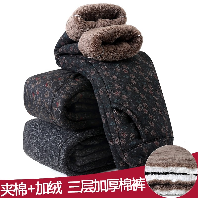 冬季奶奶宽松松紧腰棉裤中老年人女裤加绒加厚夹棉裤子妈妈保暖裤