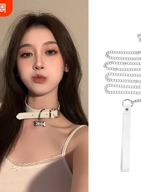 铃铛项圈女m项链牵引绳脖子颈链颈带人戴choker情趣sm圣诞节摇铃