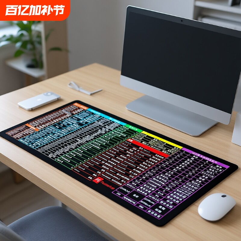 加厚护腕CAD快捷键超大鼠标垫防滑办公桌垫小号可爱女键盘桌面垫