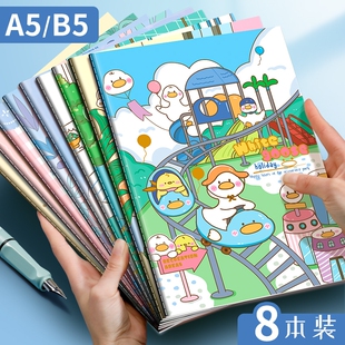本子A5笔记本可爱卡通小学生记事本大号记账本创意高颜值软抄缝线本学生专用