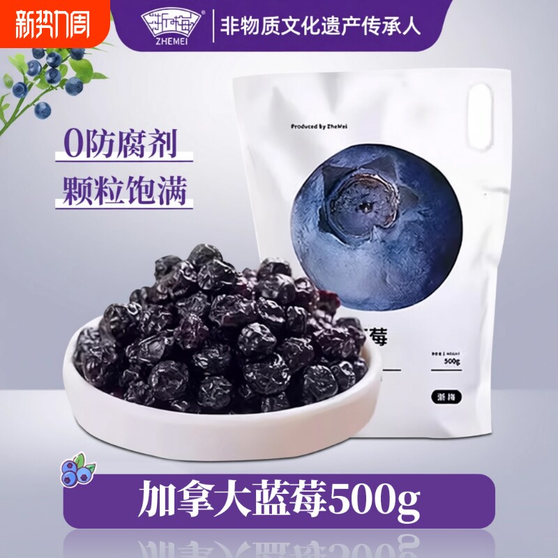 浙梅加拿大蓝莓干500g无添加剂果干果脯蜜饯小零食独立包装小包装
