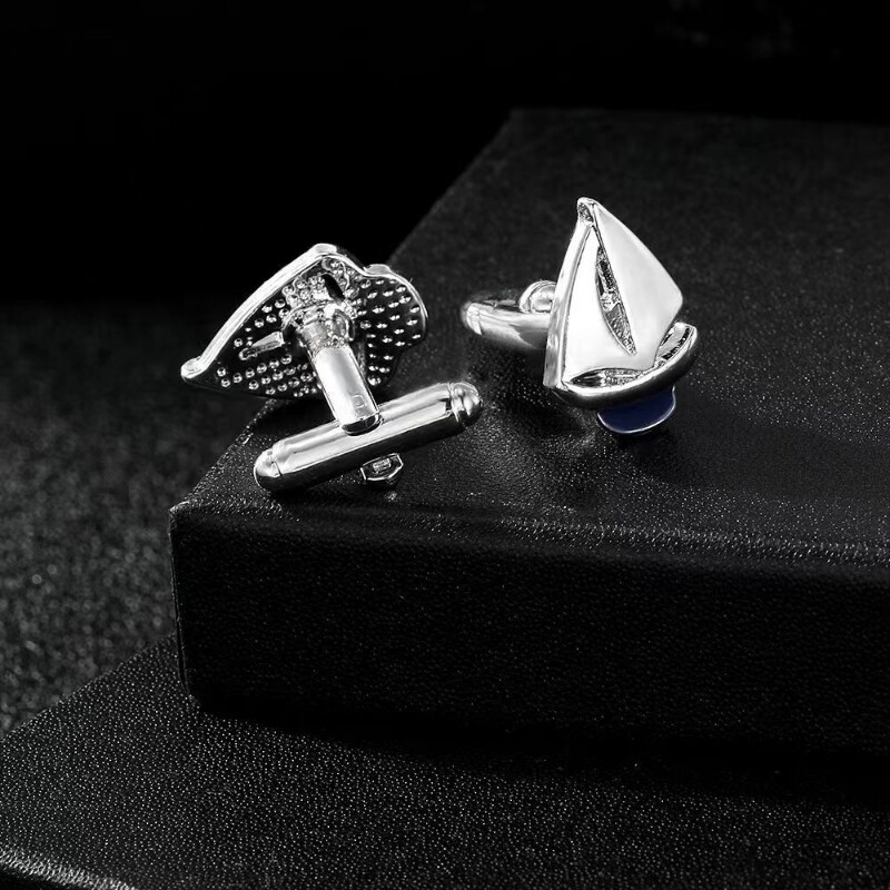 创意新款法式男士商务袖扣时尚金属袖钉简约圆形男士衬衫配饰