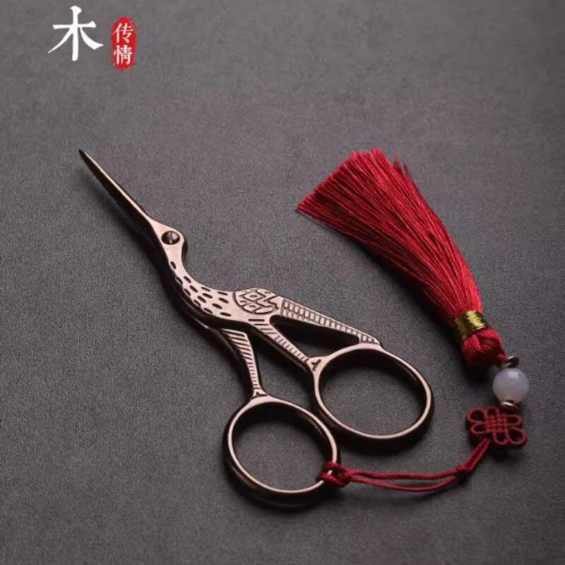 仙鹤小剪刀剪茶叶袋专用剪刀复古家用茶剪十字绣线头茶艺茶具配件