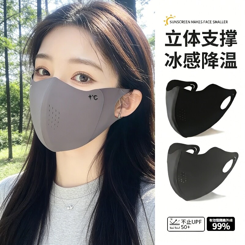 防晒口罩男女防紫外线高颜值护眼角全脸夏季透气冰丝无痕遮阳面罩