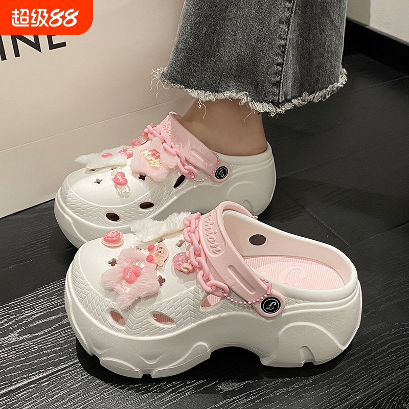 韩版可爱风高跟洞洞鞋女夏ins潮