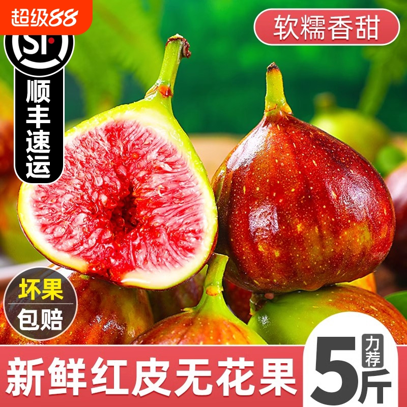 【顺丰】无花果鲜果5斤新鲜现摘水果青红皮大果特级当季整箱包邮