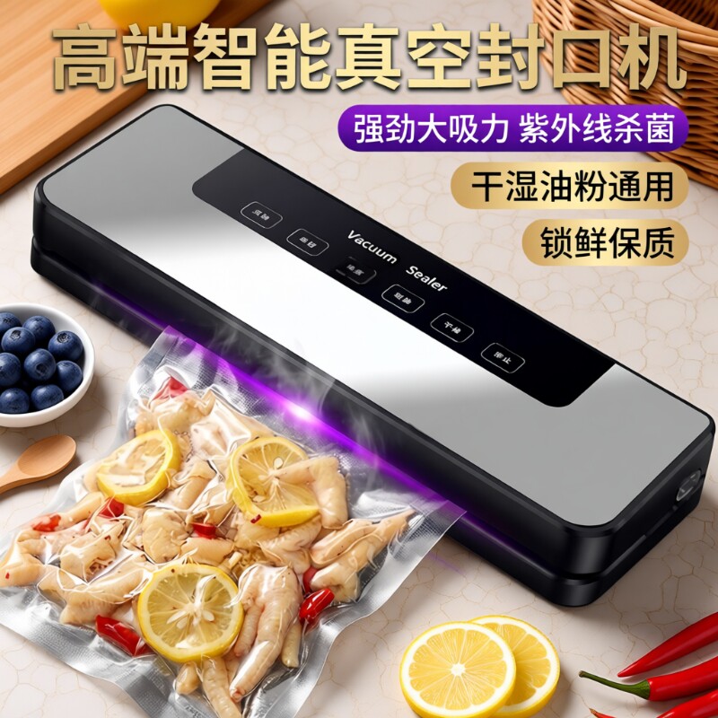 德国真空抽真空封口机家用小型保鲜塑封压缩食品包装全自动真空机