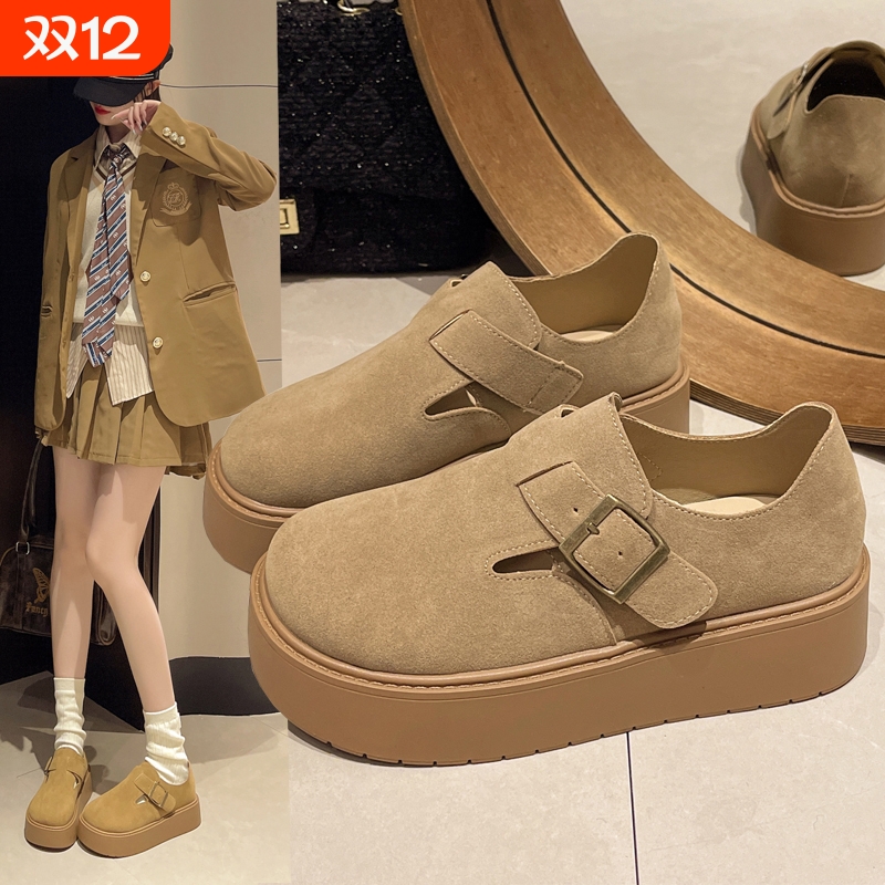 勃肯鞋一脚蹬松糕底春秋新款