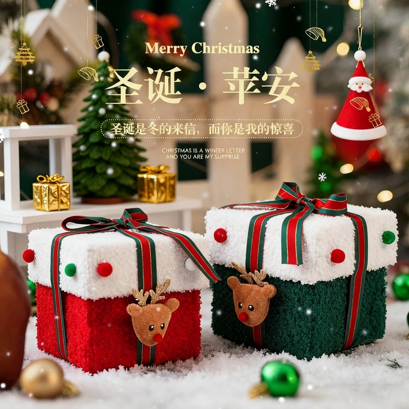 圣诞礼盒礼物盒平安夜苹果包装空盒圣诞节礼品儿童2025新款袋子