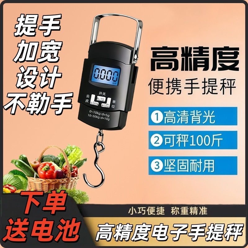 新款迷你手提电子秤50kg便携式高精度家用快递称小秤弹簧小型手拿