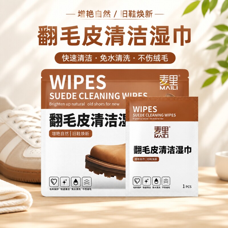 麦里翻毛皮清洁湿巾深层清洁去污勃肯德训鞋一次性独立包装免水洗