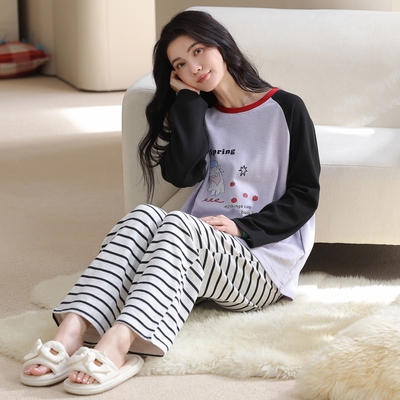 秋冬德绒睡衣女款长袖长裤加厚家居服套装小个子可外穿高级春天