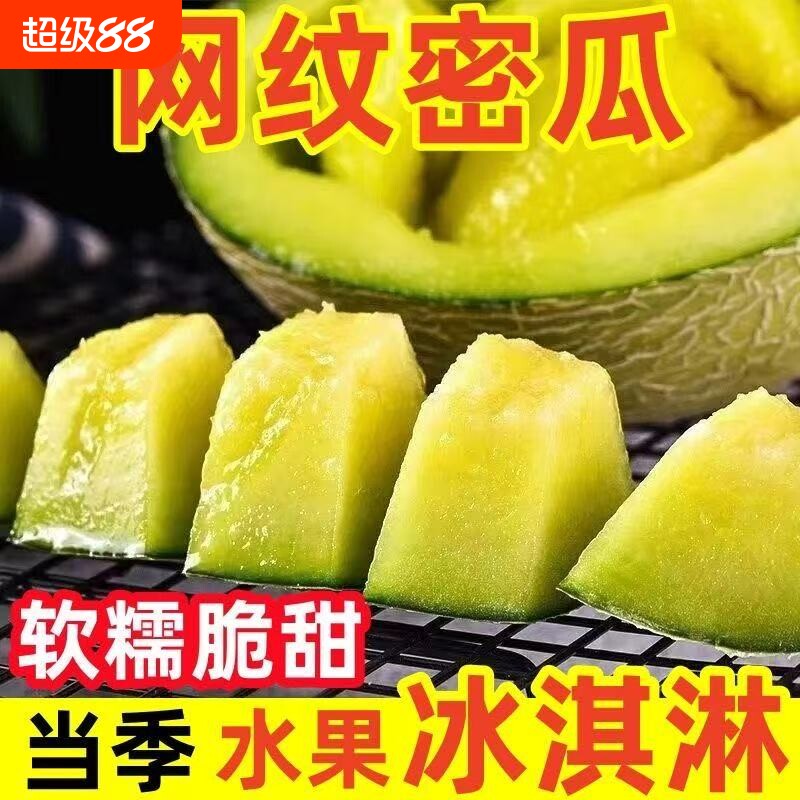 现摘海南网纹蜜瓜4—5斤新玫珑蜜瓜疆冰淇淋网纹静冈密瓜新鲜小瓜