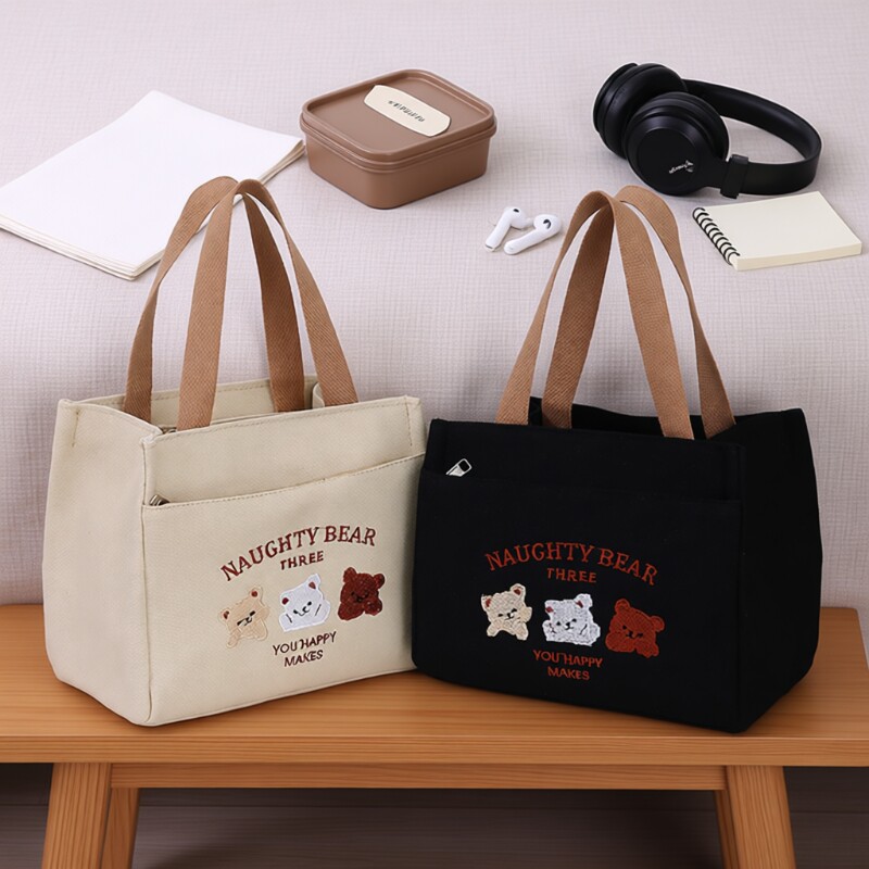 通勤上班饭盒手提袋新款包包女士手拎包便当包帆布包手提包防水