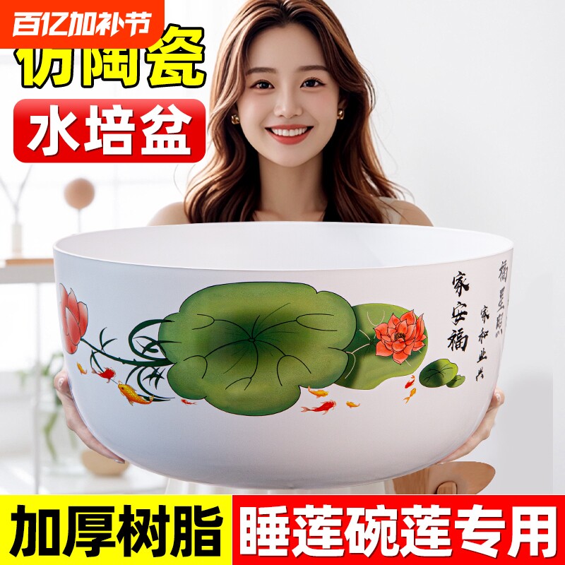 碗莲专用盆睡莲盆缸塑料金钱草荷花花盆水培树脂铜钱草器皿陶瓷