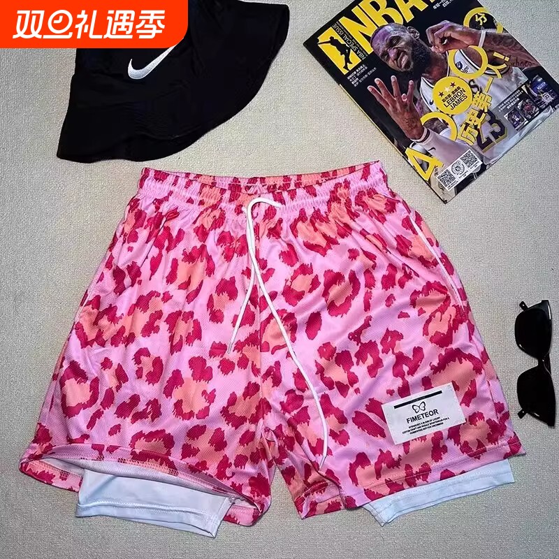 夏季新品美式假两件短裤透气速干