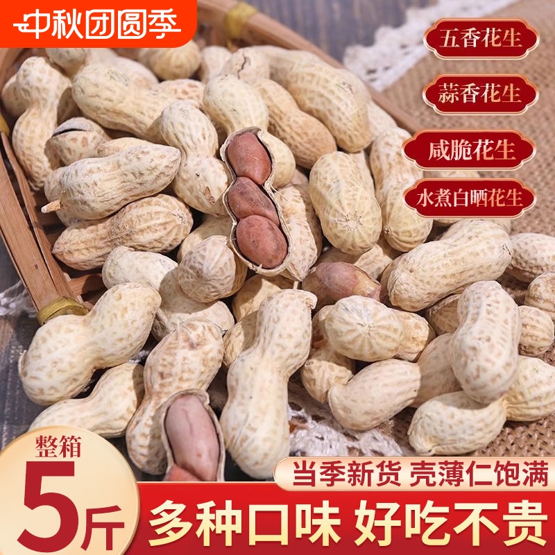 蒜香花生炒熟带壳五香原味喜花生米水煮白晒龙岩花生炒货零食结婚