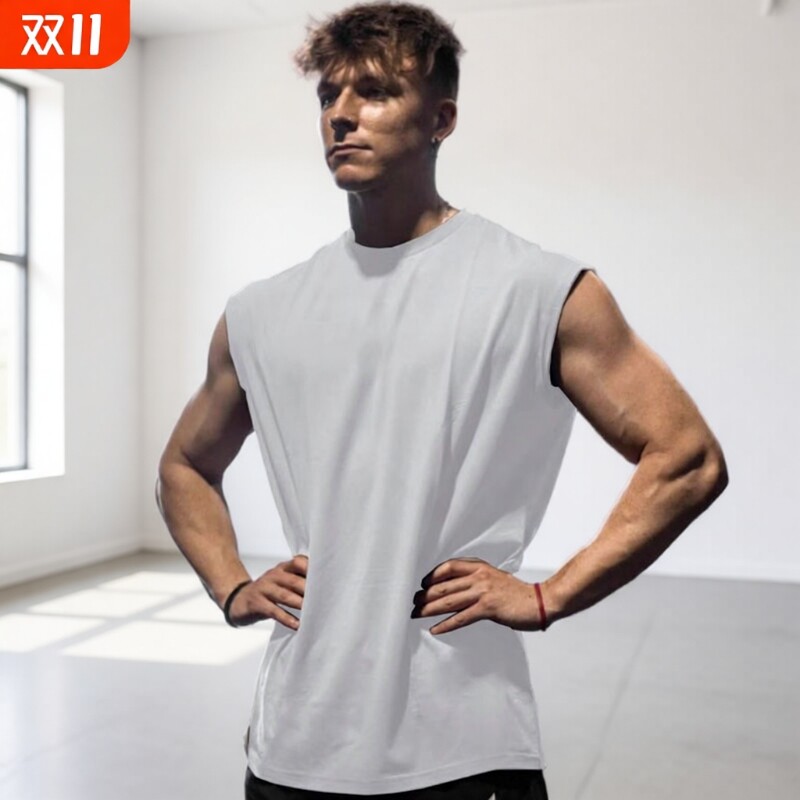背心男夏季速干无袖T恤健身运动坎肩篮球训练服美式冰丝男款黑色