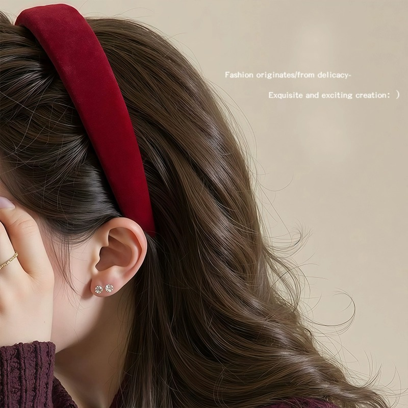 章若楠同款红色发箍复古细款