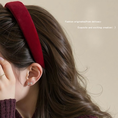 章若楠同款红色发箍复古细款