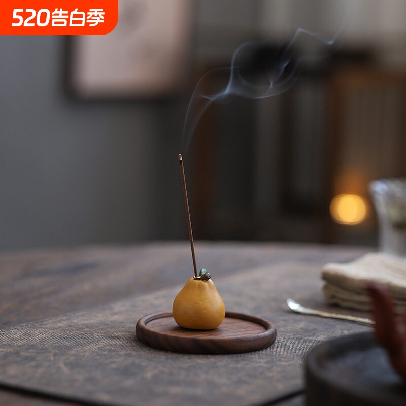 【保佑平安】创意陶瓷小柚子线香插座禅意茶室桌面香薰炉立香香炉