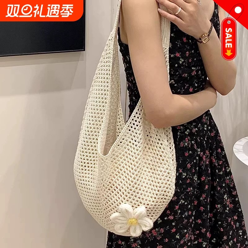 草编包大容量编织单肩腋下包托特包女新款夏季海边休闲度假沙滩包