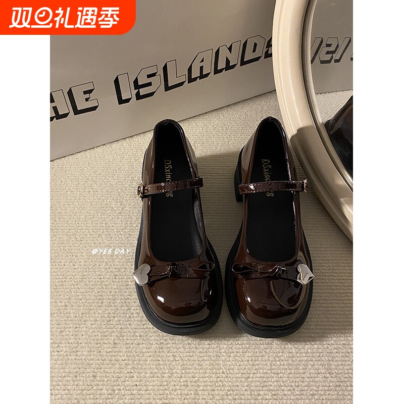 YesDay高跟粗跟蝴蝶结小皮鞋