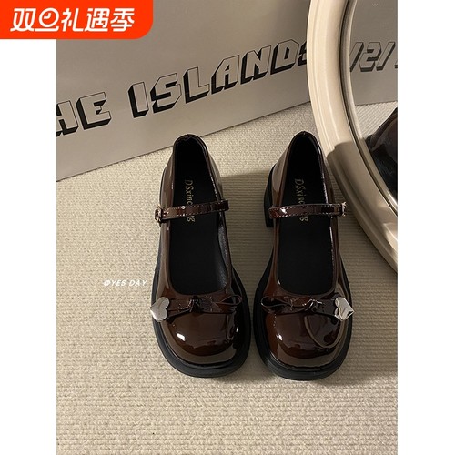 YesDay高跟粗跟蝴蝶结小皮鞋