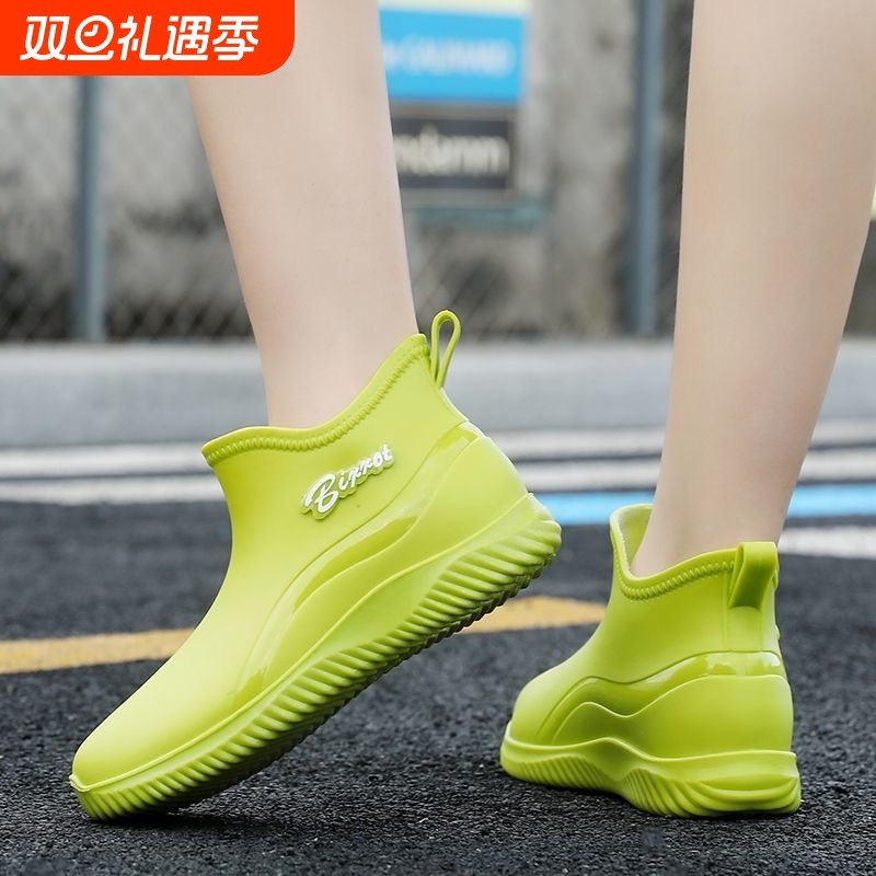 低帮女士雨鞋厨房厨师农用下水雨靴防水防滑水鞋轻便平底胶鞋短筒