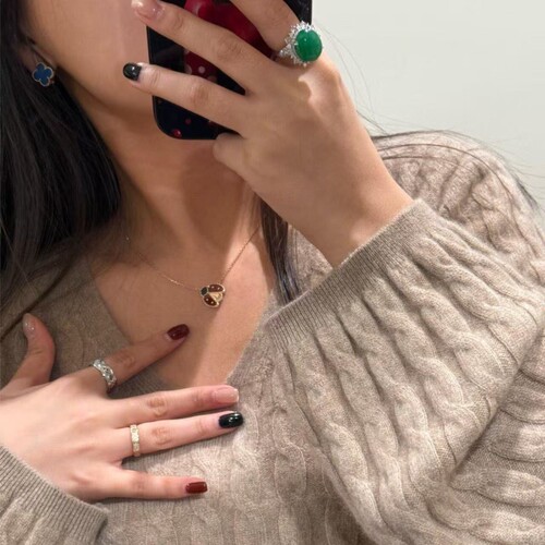 终端精工Lucy Sprng颈饰瓢虫锁骨链红玉髓玫瑰金项链女五花手链