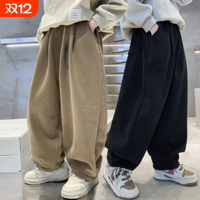 加厚秋冬男童直筒长裤休闲宽松