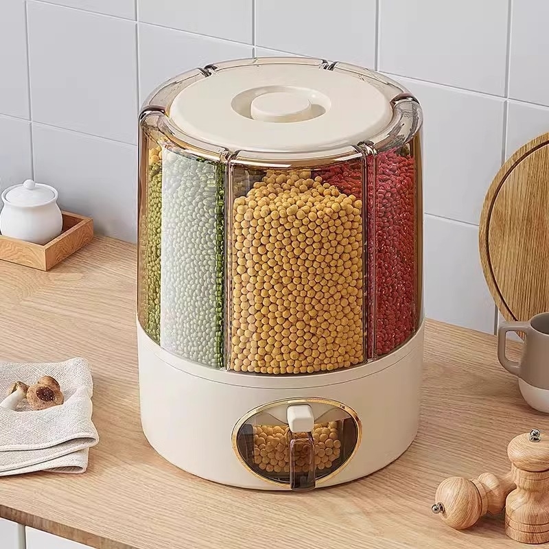 五谷杂粮收纳盒家用新款防虫防潮储存罐储粮桶粗粮分格旋转装米桶