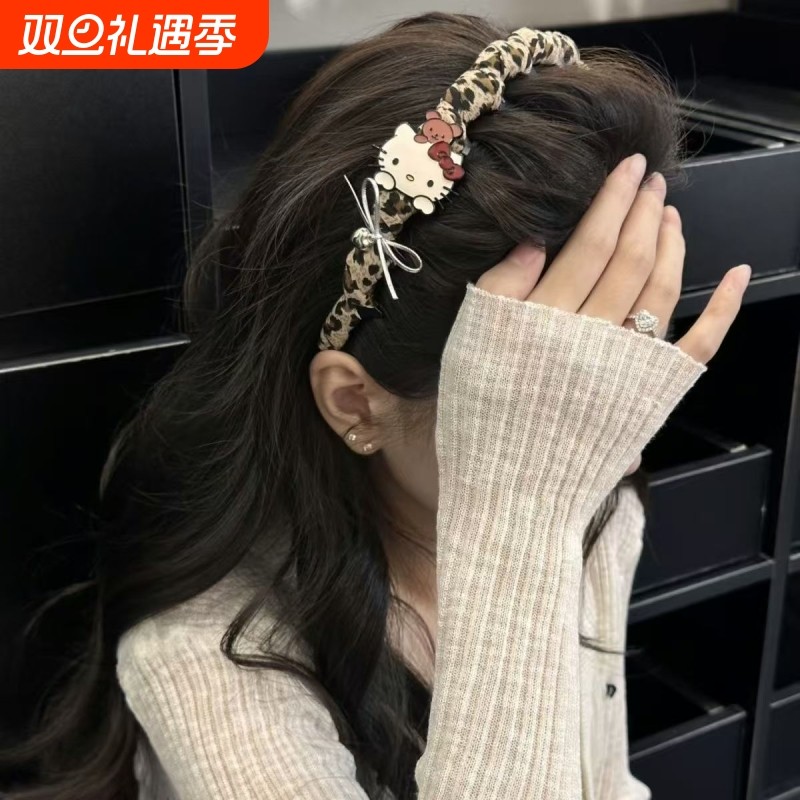 HelloKitty豹纹发箍发夹组合2025新款甜酷高颅顶发饰潮