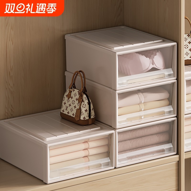 抽屉收纳箱家用透明衣物收纳盒塑料杂物储物柜衣服内衣裤子整理箱