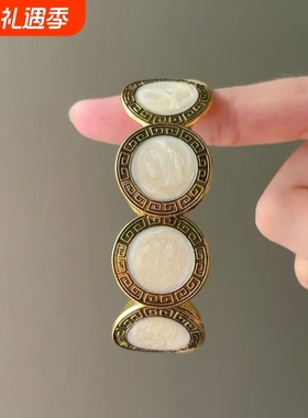 中古vintage波西米亚圆盘串珠手链复古小众轻奢时尚叠戴手镯手环