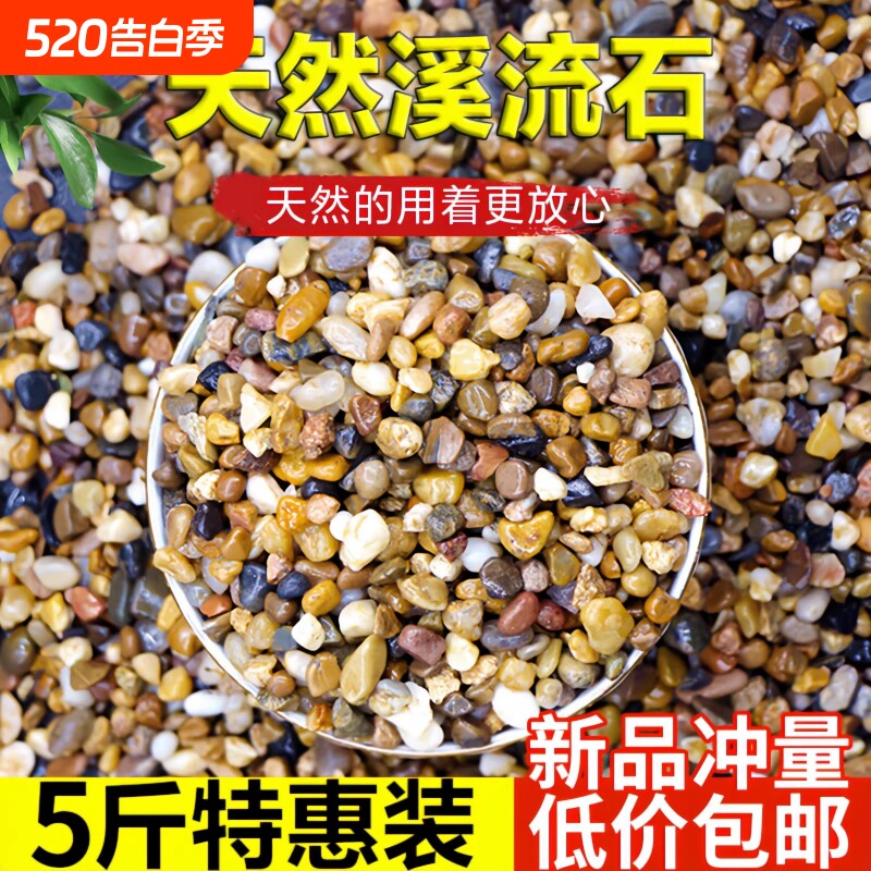 天然河沙溪流沙鹅卵石原生水族鱼缸水草缸多肉铺面小石子过滤豆石
