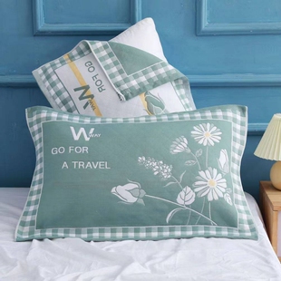 棉枕巾枕头巾一对装 学生成人家用盖巾吸汗枕套 纯纱布加大加厚四季