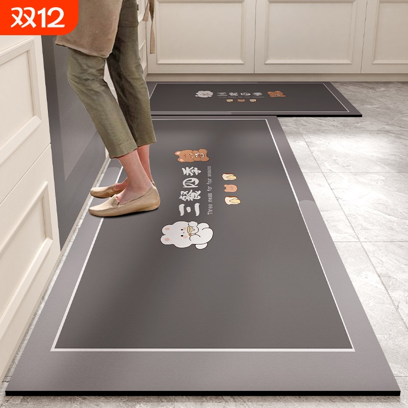 厨房地垫2025新款防滑防油可擦免洗地毯硅藻泥吸水垫专用长条脚垫