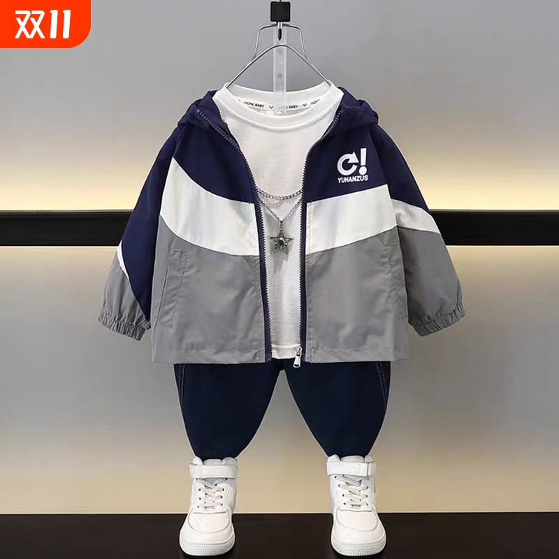 男童春秋款风衣外套冲锋衣