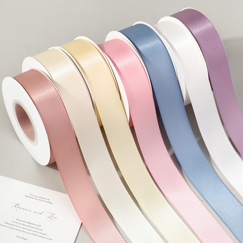 2.5cm双面加密丝带装饰缎带diy发饰礼物盒包装蛋糕花束手工彩