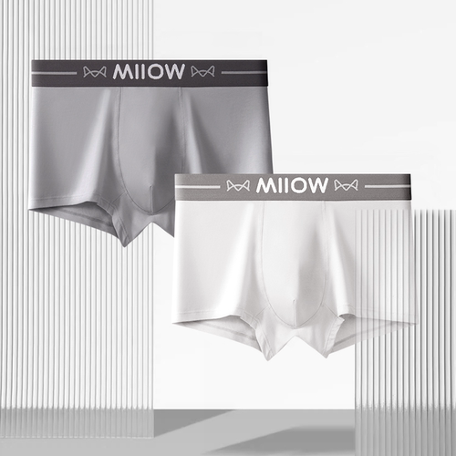 猫人男士纯棉内裤无感亲肤透气细腻触感桑蚕丝內裆平角中腰速干