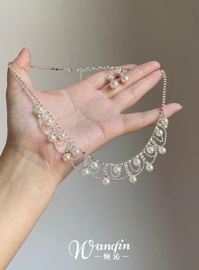「清月映穗」法式镂空串珠流苏项链小众轻奢气质绝美高级感锁骨链